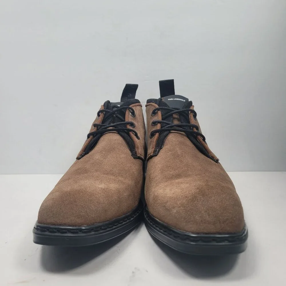 Karl Lagerfeld Men's Brown Leather Lace-Up Ankle Boots US Size 13 EU 46